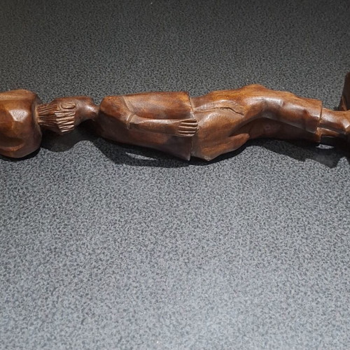 African wooden carved statue, handmade, 43cm