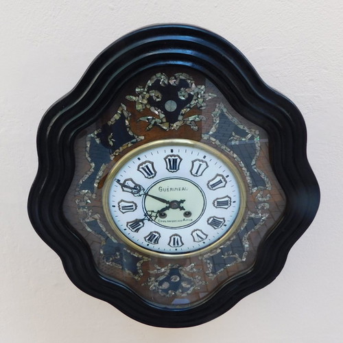 Wooden wall clock French "Oeil de Boeuf" about 130 years old