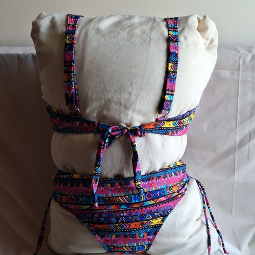 Temu bikini set XL neon ethnic aztec print new