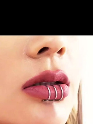Triple Lip Piercing New, Fake, Stainless Steel, Silver Color