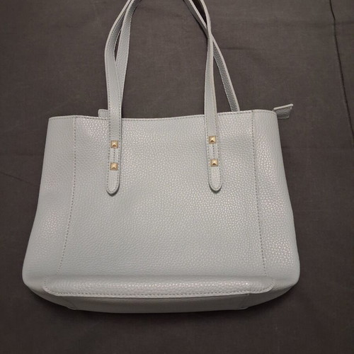 Women's shopper tote bag like new, light gray-blue with metal studs