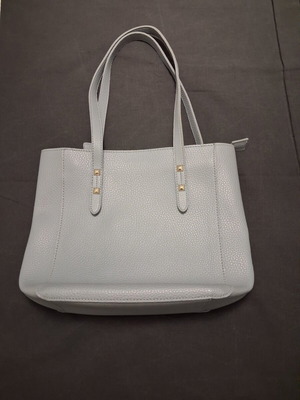 Women's shopper tote bag like new, light gray-blue with metal studs