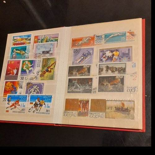Small album used with thematic sealed and unsealed stamp series