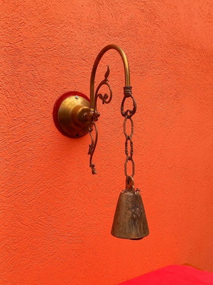 Double brass bell used with ornate stem