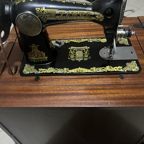 ZAMPA vintage sewing machine with wooden cabinet used