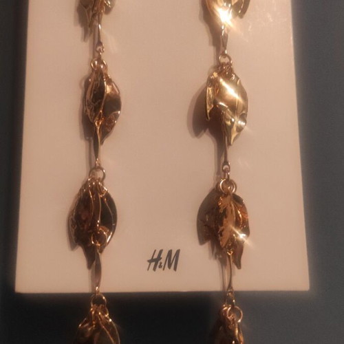 H&M Long Earrings New, 97% Recycled Steel, Gold Tone