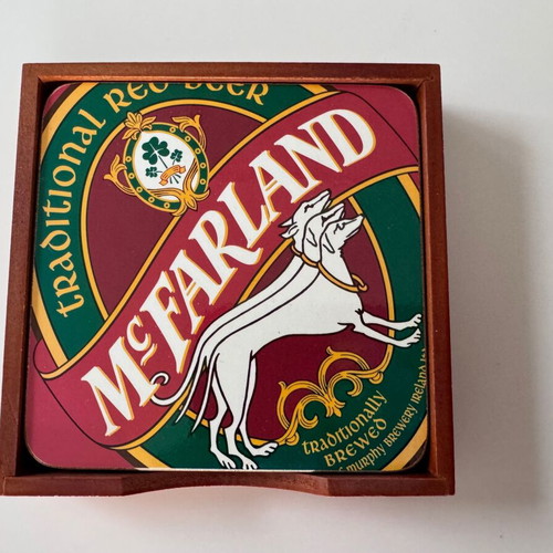 McFarland coasters set of 4 new with cork in wooden box