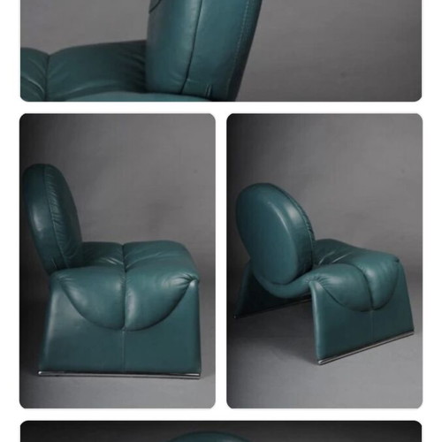 Saporiti C35 Calypso Lounge Chair like new, turquoise leather