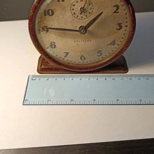 Westclox analog table clock used, 1930s vintage