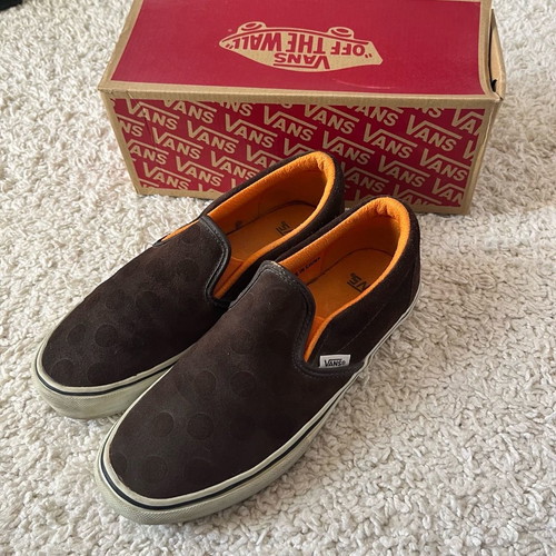 Vans slip on brown suede polka dot shoes used, size 40.5