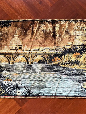 Vintage velvet wall tapestry with fringes like new, collectible