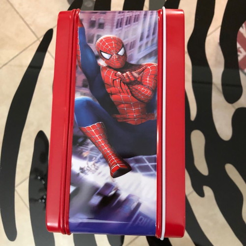 SPIDER-MAN 2 MOVIE TIN LUNCHBOX with METAL DRINK CONTAINER INCLUDED NEW NEVER USED MARVEL
