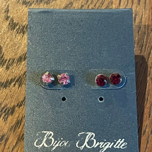 Small earrings used, 2 pairs pink and burgundy