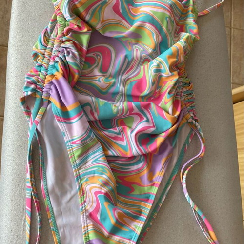 One Piece Swimsuit with Pastel Marble Print like new