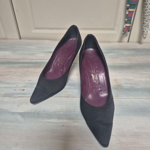 Satin black pumps used, size 38, heel height 9 cm