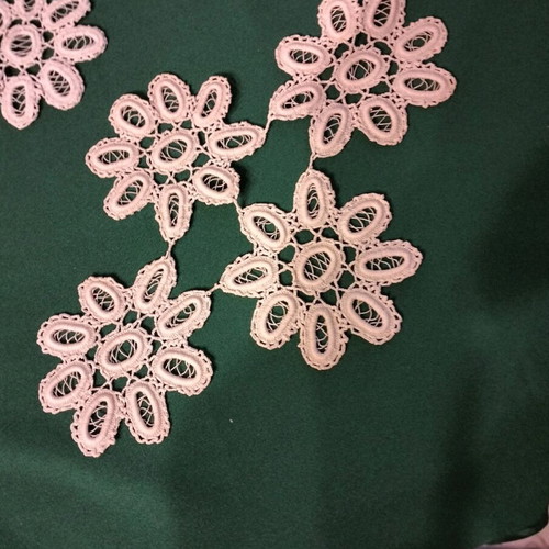 Handmade table linens set new, 1980s vintage, white lacework