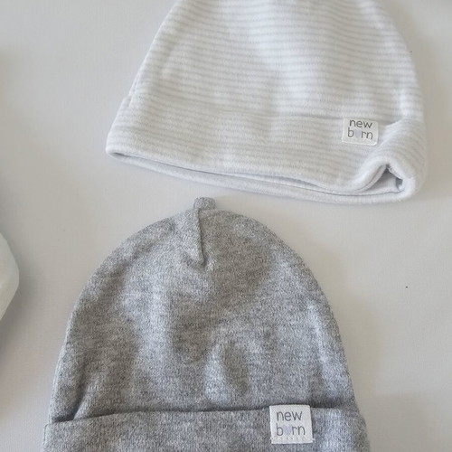Baby clothing set with velour bodysuit, hats and mittens