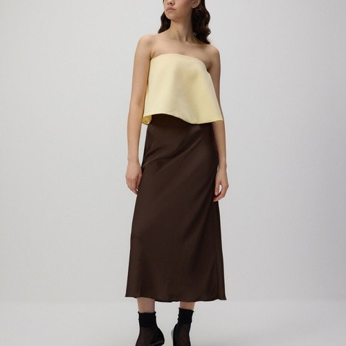 Reserved top with bare shoulders, butter yellow, size L, like new