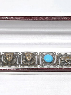 Vintage Egyptian Statement Bracelet used with Pharaohs, Elephants & Turquoise