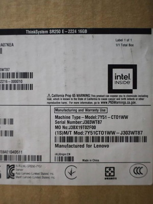 Lenovo ThinkSystem SR250 8-Bay Server 7Y51   - ΔΕΝ ΕΧΕΙ ΕΝΕΡΓΟΠΟΙΗΘΕΙ!!! - ΝΕΑ ΤΙΜΗ: 800 Ε !!! ( ΔΙΑΠΡΑΓΜΑΤΕΥΣΙΜΗ ΤΙΜΗ)