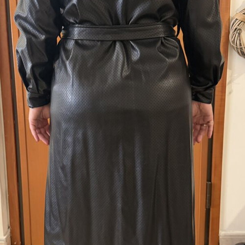 Black dress with belt L-XL, faux leather