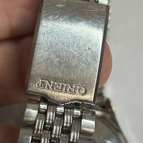 Orient 17j automatic watch used, men's, white and silver