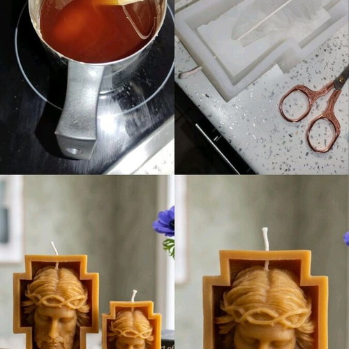 Jesus large candle handmade from beeswax, new
