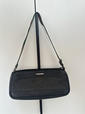 Gucci vintage shoulder bag, black canvas with leather details