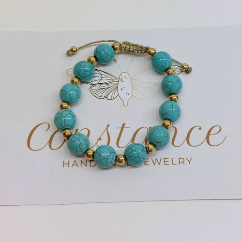 Bracelet with semi-precious howlite stones and steel new