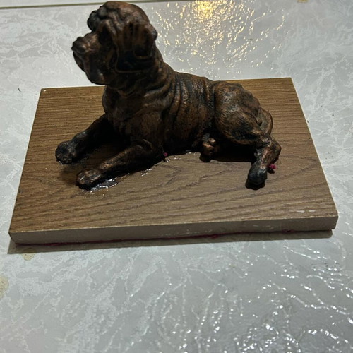 Bronze Mastiff figurine used, on marble base