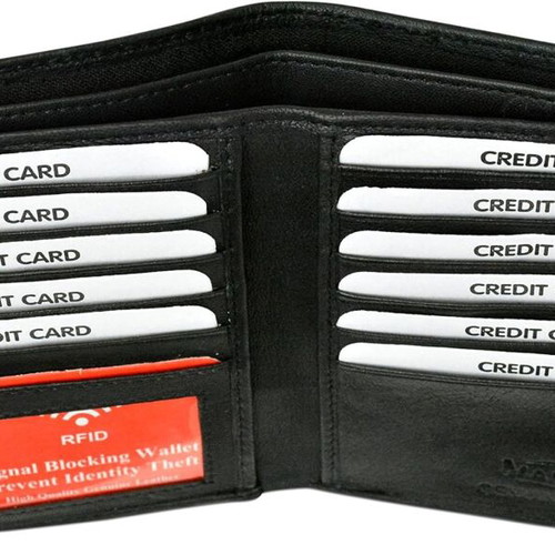Men's and Unisex Extra Large Anti-Theft Wallet from Genuine Leather Black new