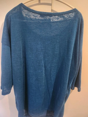 Toi&Moi long blouse with three-quarter sleeve like new, blue, size S-M