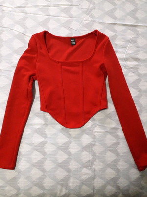 Top box new red elastic with corset-style design XXS petite