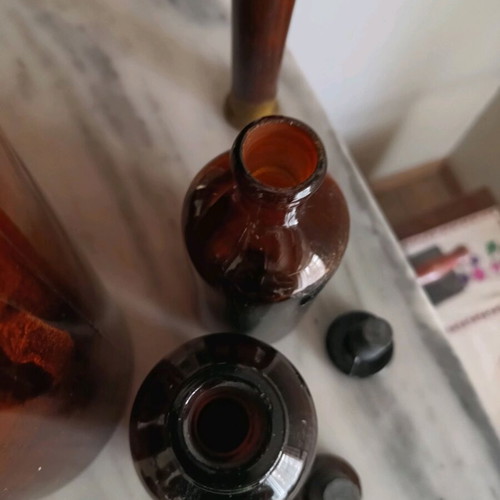 Μπουκάλια φαρμακείου σαν καινούργια, καφέ, σετ 3 τεμαχίων