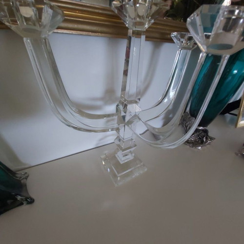 Large crystal candle holder used, beautiful piece