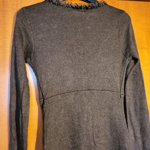 Brown long-sleeve knee-length dress like new, size S
