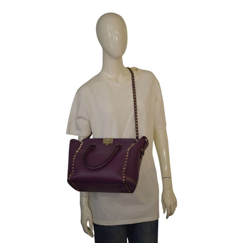 Valentino Garavani Rockstud Small Tote bag like new, plum purple leather