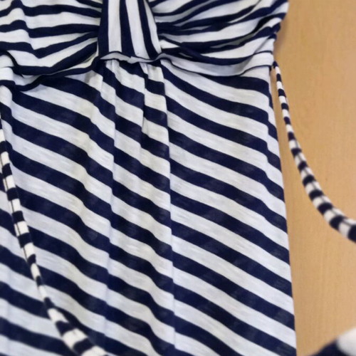 Benissimo dress white-blue striped, long, like new