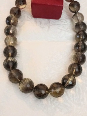 Smoky Quartz Necklace 925 Silver used, faceted stones, 45cm