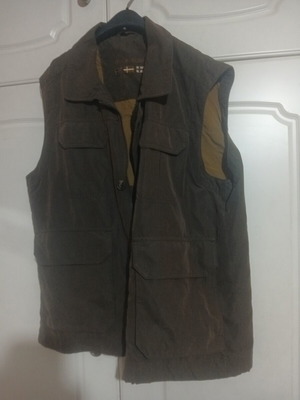 Frank Eden vest used, brown-gray, velvet fabric, size M