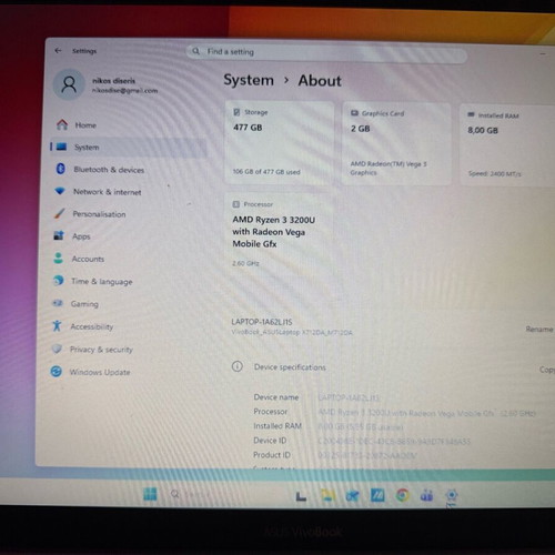 Asus VivoBook 17” Ryzen 3 8GB RAM 500GB SSD like new