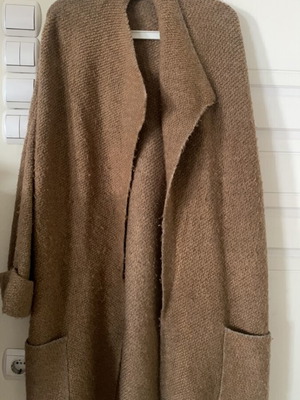 Massimo Dutti long wool cardigan coat used, beige brown