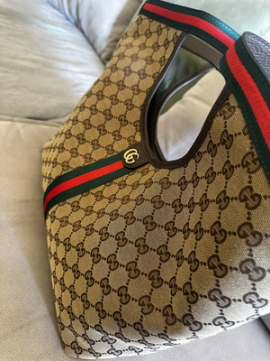 Gucci Giglio μεγάλη τσάντα ώμου μεταχειρισμένη, μπεζ, αυθεντική με κουτί