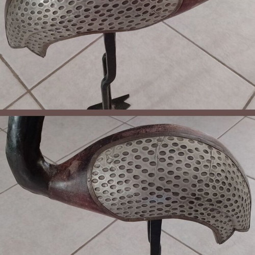 Decorative wooden and metal bird figurine