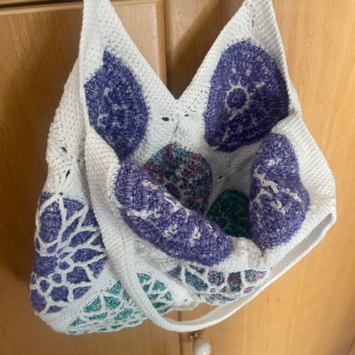 Handmade Stained Glass Tote Bag Shoulder Medium Colorful