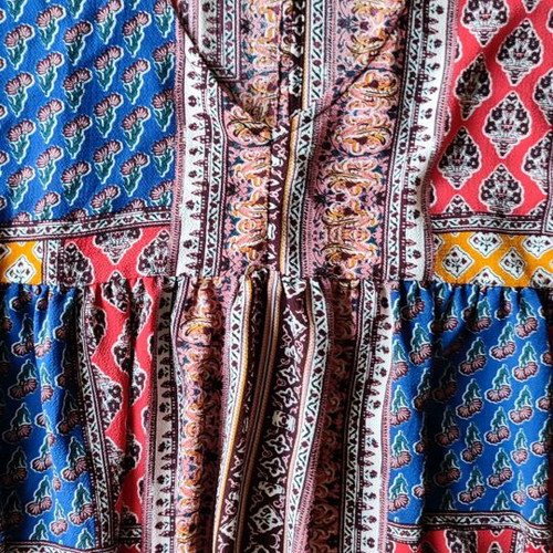 Blue Vanilla Patchwork Tunic Blouse like new, multicolor