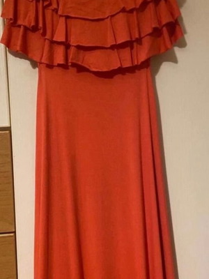Long strapless dress coral Medium like new, open back