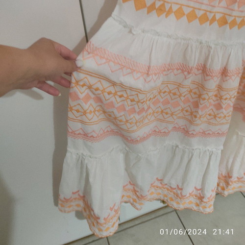Zara maxi dress medium white and orange, new, resortwear