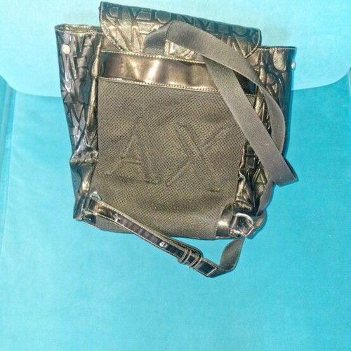 Armani Exchange backpack patent leather like new, black