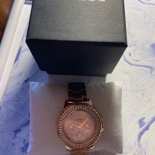 Guess wristwatch new, women's, pink and gold